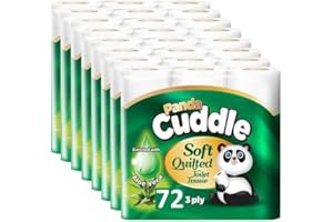 Panda Cuddle 3-Ply Soft Quilted Scented Toilet Rolls - 72 Aloe Vera Scented Toilet Rolls - Premium Bathroom Toilet Rolls for Luxurious Comfort and Hygiene (Pack of 72 Toilet Rolls)
