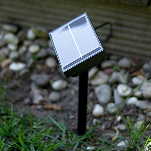 Plaights Solar Bodenleuchten außen led in weiß | 5 Bodenstrahler und 1 Solarmodul enthalten | Boden-Lichterkette perfekt geeignet für Garten, Terrasse, Wegbeleuchtung oder Garageneinfahrt - 5