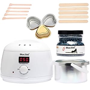 Bluezoo Waxing Kit Electric Wax Warmer with Hard Wax Beans Mini Melting Pot and Wax Applicator Sticks