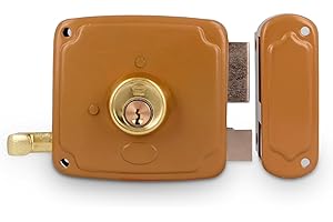 Amig - Serratura a Soprapponere Destra | Leva di Chiusura e Maniglia | Ideale per Porte in Legno | Oro, Misura 85 x 95 mm, Acciaio | Amig Griglia 3 150x150, Spessori per Cilindro