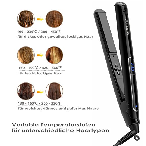 Auxent Haarglätter Ionen Glätteisen mit Hochwertiger Keramikbeschichtung für Schonendes Haarstyling, Schwarz - 5