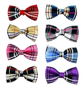 PET SHOW 8pcs Plaid Small Dogs Collar Bow Ties Puppies Cats Collar Charms Accessories Slides Attachment Bowties for Birthday Parties Assorted