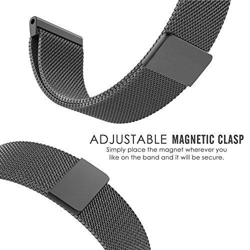 MoKo Garmin Vivoactive HR Correa - Reemplazo SmartWatch Band de Reloj de Acero Inoxidable Milanese Bucle Magn  tico Hebilla de Cierre Pulsera para Garmin Vivoactive HR Sports GPS SmartWatch  Negro