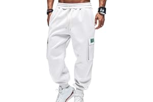 OLIPHEE Pantalones Cargo Hombre Pantalón Polar Hombre Pantalones Invierno Otoño Cintura Elástica con Cordón y Bolsillos Pantalón Casual Deportivo Exterior