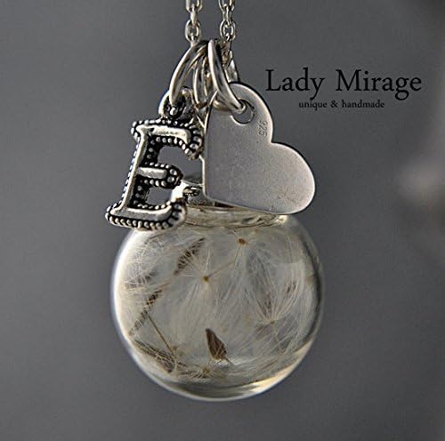 Lady Mirage unique & handmadeBESTSELLER 925 Silver Personalised Initial Real Dandelion Necklace Birthday Gift