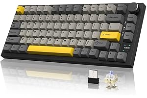 YINDIAO AK820PRO Clavier Mécanique avec écran Smart TFT et Knob,sans Fil 2,4G/BT5.1/USB-C Filaire,Disposition ANSI 75%,Hot Swappable,Rétroéclairage RVB,Gift Switches Linéaire,pour PC,Mac (Gris)