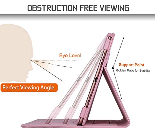 iPad Pro 9.7 Hülle,iPad Pro Hülle,iPad Pro 9.7 Case,Fyy® [Super Functional Series] Hochwertige Kunstleder Hülle mit elastitcher Handschlaufe und Halterungen für Karten, Notizen für iPad Pro 9.7, Rosa Gold (mit automatischer Schlaf/ Weck-Funktion) - 4