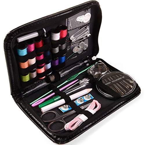 Aidonger Nähset Nähzubehör Nähmaschinengarn mit Schwarzer Ledertasche für Zuhause, Reise und Notfall (Schwarz) - 8