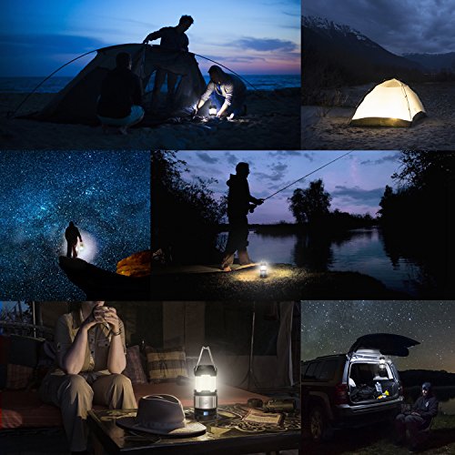 HiHiLL LED Campinglampe aufladbar Wasserdicht 360°Ausleuchtung mit USB Output, Zeltleuchte Notfallleuchte Aussenleuchte für Camping, Wandern, Notfall Outdoor [Energieklasse A+] - 2