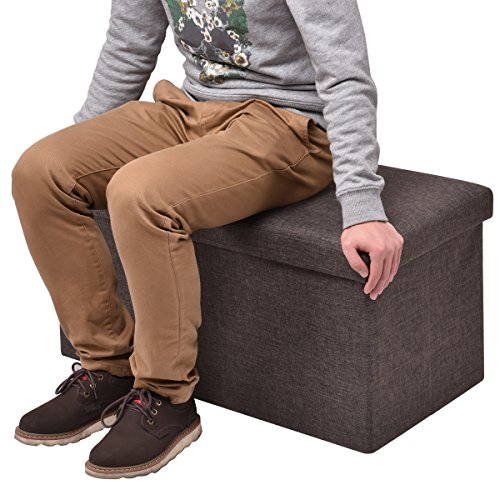 Costway Sitzhocker mit Stauraum Sitzwürfel Sitzbox Sitzbank Aufbewahrungsbox Ottomane faltbar Farbwahl 76x38x38cm (braun) - 7