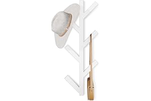 LOFTPLUS Moderno Metal Perchero de Pared - 41cm Percheros Percha Pared con 6 Ganchos, Ganchos para Abrigos, Chaquetas, Sombreros, Bufandas y Bolsos (Blanco)