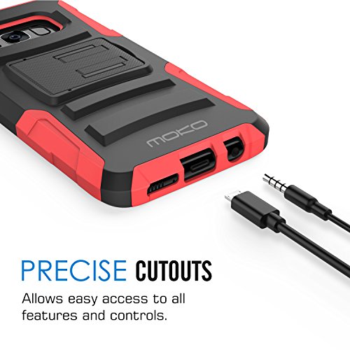 MoKo Samsung Galaxy S8 Funda - Cuerpo de la Resistente Funda Giratoria con Clip de la Correa Resistente Choque de Doble Capa para Samsung Galaxy S8 2017 5 8 Pulgadas Smartphone  Rojo