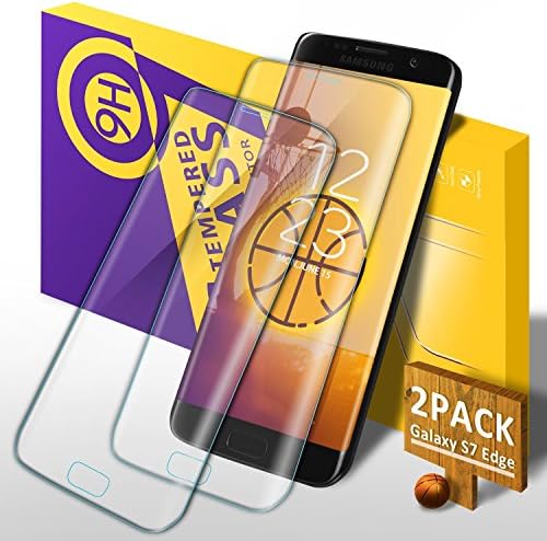 Dahuang Galaxy S7 Edge Screen Protector, [2 Pack] Samsung S7 Edge 3D Full Coverage Tempered Glass Screen Protector, 9H Hardness, Anti-Scratch and HD Crystal Clear Protective Film Guard Cover - Transparent