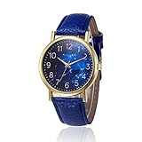 Frauen Armbanduhr, Kingwo Damen Mädchen Uhren Retro Design Lederband Analog Legierung Quarz Armbanduhr (L)