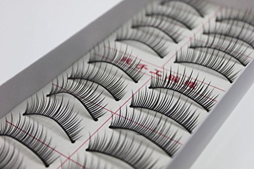 10 Pairs Hand made full strip Fake False Eyelashes Natural Long Look cotton stem 217 free shipping Beauty Health Makeup Tools