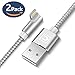 Produktbild CAFELE Lightning Kabel 90 Grad, 2 Pack Apple iPhone Nylon Geflochten Ladekabel ‘L-Form’ Mehr Komfort Beim Aufladen und Watch Youtube - Silber, 1.5m