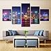 Produktbild Gwgdjk Leinwand Hd Drucke Poster Wohnzimmer Wandkunst 5 Stücke Weiß Lotus Malerei Wohnkultur Mondschein Seerosen Blumen Bilder-20X35/45/55Cm,Without Frame