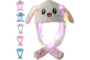 SUNHUITOY Animal Hat Plush Ears Moving Jumping Dress Up Cosplay Party Christmas Holiday Cute Ear Flap Cap for Kids Adults