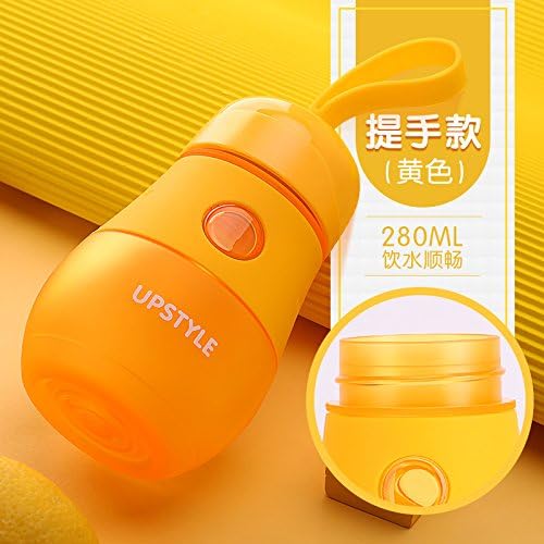 LKJH*Creative Mini Children Water Bowl kettle portable leakproof students tube cup cute girl at your fingertips, yellow -280ml Cup (Twine)