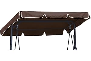 ‎FEROCITY Universal Sonnendach für Hollywoodschaukel Dach-Plane ca 200 x 120 cm für Garten-Schaukel Dachplane Ersatzdach Braun [101]