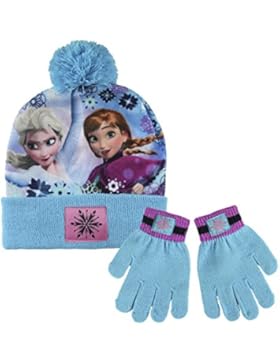 Disney Frozen - Set 2pz Inverno Cappello e Guanti - Bambina invernale Anna Elsa