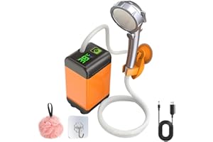NAVESO Kit Douche de Camping, Pompe de Douche Électrique, Douche Portable Mobile 6000mah, Douche Rechargeable USB avec Intelligent de Température pour Camping, Extérieure, Randonnée