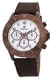 Burgmeister Armbanduhr für Herren mit Analog-Anzeige, Chronograph und Lederarmband - Wasserdichte Herrenarmbanduhr mit zeitlosem, schickem Design - klassische Uhr für Männer - BM532-015 Vintage