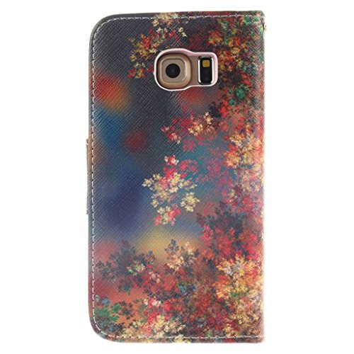 Samsung Galaxy S6 Edge Hülle, BoxTii® Schutzhülle + Frei Hartglas Displayschutzfolie, PU Leder Hülle mit Kartenfächern Magnetverschluss und Ständer Funktion für Samsung Galaxy S6 Edge, Kratzfeste Weiche Lederhülle Flip Wallet Ledertasche Wickelfalz Handyhülle mit Silikon Rückschale Case Cover für Samsung Galaxy S6 Edge (#9 Baum) - 2