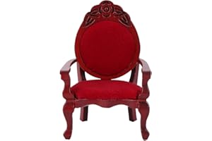 Tnfeeon Puppenhaus Vintage geschnitzten Stuhl, 1:12 Puppenhaus Miniatur Simulation Vintage Holz geschnitzten Esszimmerstuhl Möbel Ornament Dekor Spielzeug für Kinder