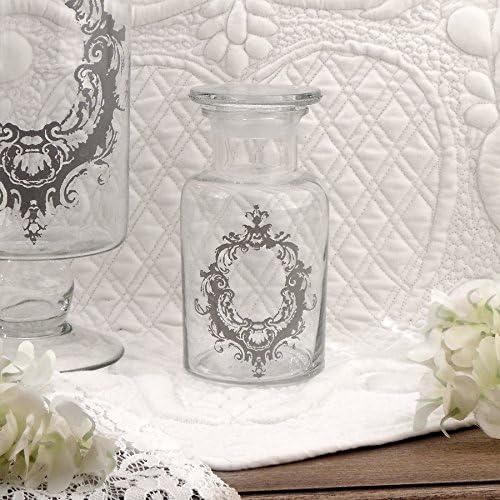 Vintage Shabby Chic Farmhouse Glass Jar - Candy Storage - Pot Storage Jar with Lid - Bonbon Jar - Vintage - Diameter 7 cm / Width 17 cm - Transparent - Glass