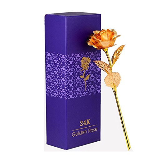 Landlord Romantische besonderen Tag Geschenk Langer Stiel 24 K Gold Farbe Leaf Rose Flower "Love Forever Luxuriöses Blumenmuster Geschenk gratis Geschenkbox