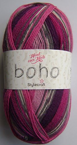 CRAFTROOM KNITTING - 100g Ball Head Over Heels "boho" knitting Yarn Machine Washable 75% Superwash Wool, 25% Nylon, 437 yds approx - Colour 3127