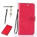 Produktbild Samsung Galaxy J3 Prime Hülle, Samsung Galaxy J3 Prime Schutzhülle, Alfort 3 in 1 Lederhülle Fashion Design Premium PU Leder Hohe Qualität Tasche Case Cover Kasten Abdeckung Wallet für Samsung Galaxy J3 Prime Smartphone Funktion Standfunktion Unterstützte Telefone und Magnetverschluss mit Schmetterling ( Rote ) + Alfort Schwarz Stylus Pen + Netter Staub Stecker