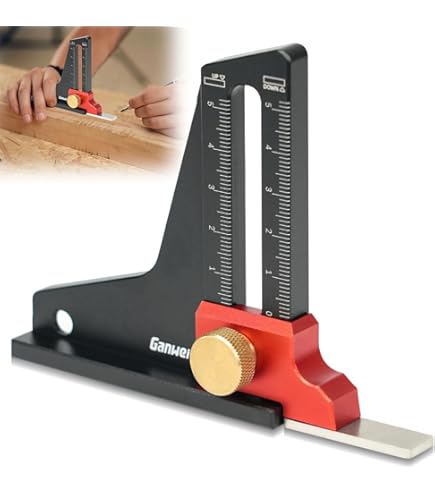 Step Depth Gauge Depth Saw Gauge High Precision Tenon Pusher Metric For Milling Table Saw Aluminum Alloy Clarity Depth Gauge Portable Router Tool ( Black