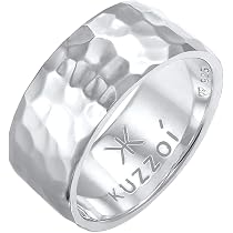 Anillo Para Hombre De Plata De Ley 925 Chapado En Oro - Diseño Martillado Y Texturizado, Hecho A Mano