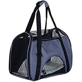 PawHut D00-059GY Transportbox Tragetasche für Hunde / Katzen faltbar inklusiv Kissen, grau