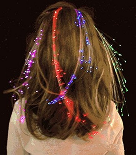 10Pcs Aufleuchten Faser Optisch LED Haar Lichter - Multicolor Flashing Barette Regenbogen Farben (Alternating Multicolors) Partei Zubehör