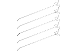 MroMax Lot de 20 crochets en fer plaqué pour panneau perforé - Assortiment de crochets de suspension pour garage, magasin et magasin de vente au détail - Argenté