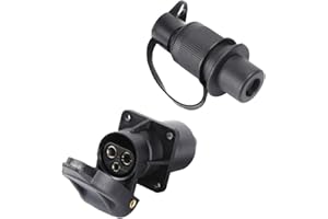 ETUKER Prise Remorque & Prise pour Remorque 3 Broches, 12V Étanche Prise De Remorque 3 Broches Femelle Male, Prise Remorque Attelage 3 Broches Mate Convient Remorque/RV/Voiture(4 Points De Montage)