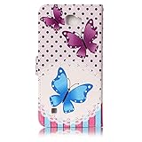 LG Nexus X5 Schutzhülle,LG Nexus X5 Lederhülle,JAWSEU Elegant Schmetterling Blume Retro/Vintage Design Farbmalerei Bunt Gemalt PU Leder Folio Flip Wallet Hülle Etui im Bookstyle Brieftasche Handyhülle Case Cover mit [Ständerfunktion] und [Kartenfächer] für LG Google Nexus X5 &1xSchwarz Glitzer Bling Eingabestift- - 3
