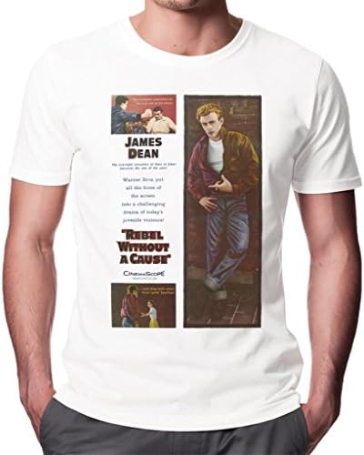 James Dean Rebel Without a Cause Men's Fashion Quality Heavyweight T-Shirt. White/Medium