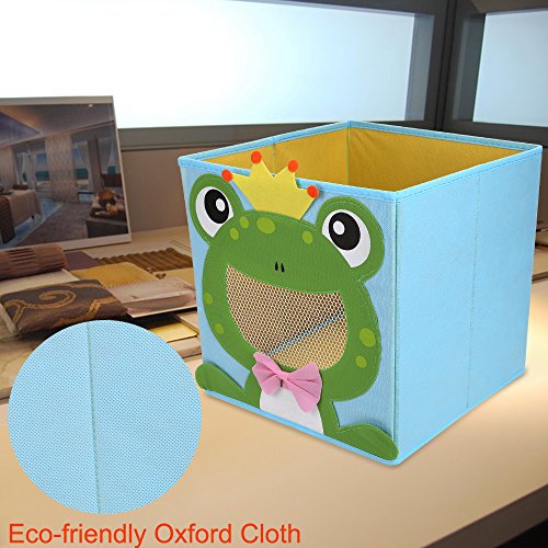 LEADSTAR Faltbare Spielzeugkiste Aufbewahrungsbox Wäschesammler Korb Truhe mit Sichtfenster 28x28x28cm – Frosch - 2