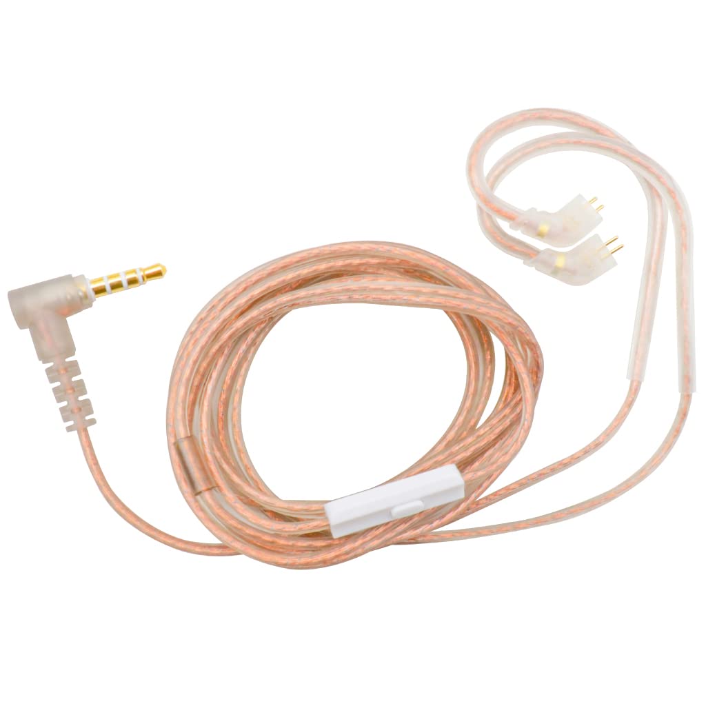 KZ New 0.75MM Type B Tangle Cable for IEM,High-Purity Oxygen-Free Copper Twisted Flat Upgrade Cable with 3.5MM Gold Plated Plug (With Mic,0.75MM Type B)