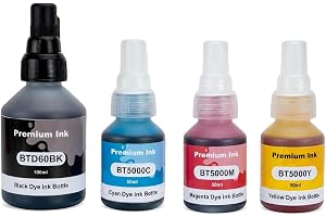 Nexnova® BTD60 BT5000 ink Compatible with Brother 4-Pack bottled for DCP - T300 T510W T710W MFC - T810W T910DW HL - T4000DW DCP - T310W T510W T710W MFC - T810W T910DW T4500DW DCP-T300