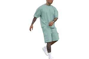 Fastkoala Herren Trainingsanzug Outfit Set Zweiteiler Rundhal Anzüge Jogginganzüge Sommer 2 Teiler