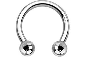 WARRIOR Piercing Estéril Herradura Circular Barbell fabricado en Acero quirúrgico 316L 16G (1.2mm) con dos bolas de 3mm de largo 08/06/10/12/14 mm PYS-001