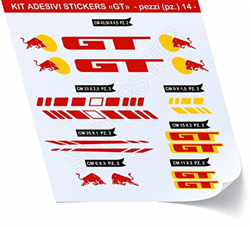 pegatina para bicicleta GT_kit 3_Juego de pegatinas stickers 12 piezas
