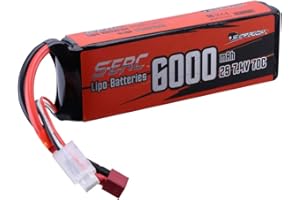Sunpadow 2S Lipo Battery 7.4V 6000mAh 70C Soft Pack with Deans T Plug for RC Car Truck Boat Tank Vehicles Racing Hobby