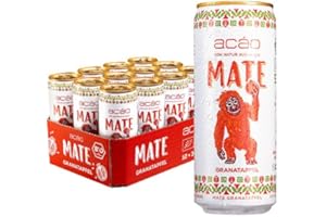 ‎ACÁO acáo Bio Mate Granatapfel (12 × 330 ml Dose) – super fruchtig, kalorienarm – Natural Energy Drink, koffeinhaltiges Erfrischungsgetränk – Mate Tee