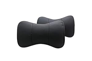 SZSS-CAR AutoSunShine Lot de 2 oreillers confortables en cuir véritable en forme d'os pour siège de voiture (Noir)